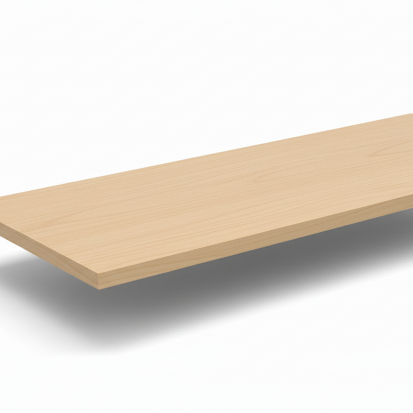 Melaminbeschichtetes Regalbrett aus Ahorn, schräg, mit verchromter Vorderkante, 91 x 37 cm