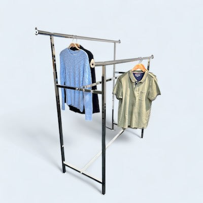 Twin, Doppelständer, höhenverstellbar, verchromt, B150 x H122-170 cm