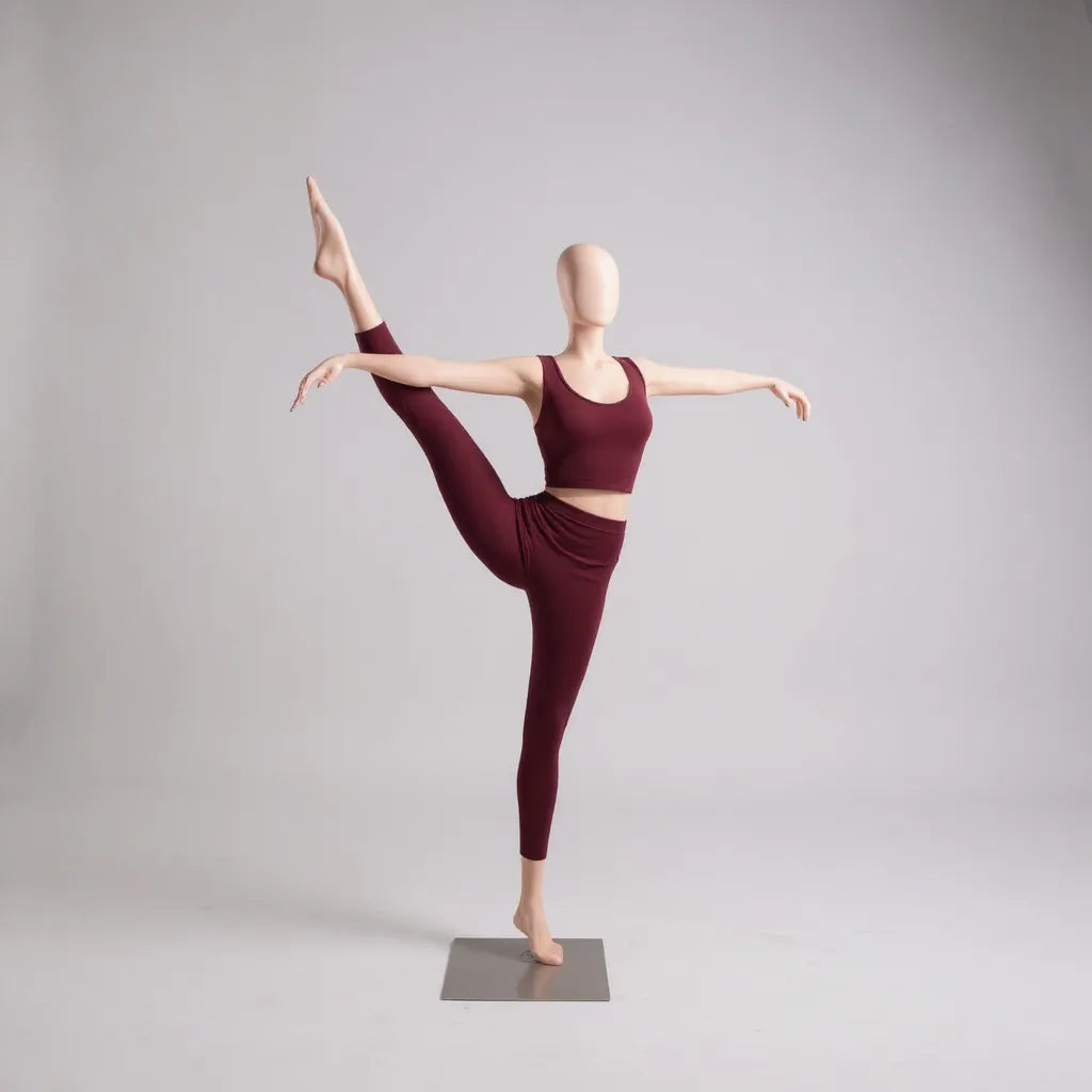 Yoga-Mannequin (weiblich), Fitness/Yoga – weiß. Einbeinig.