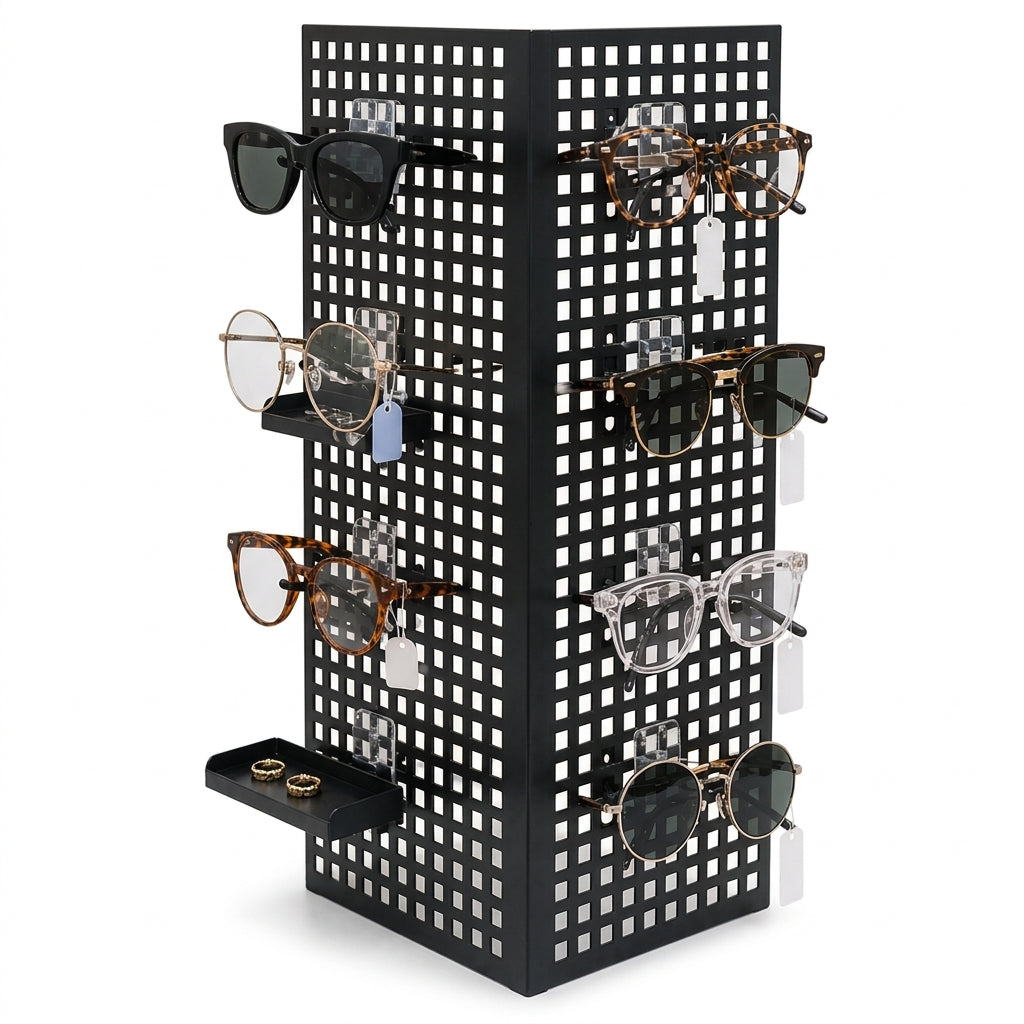 Schwarzes Winkel-Display aus Metall – 2er-Set. Preis pro Stück.