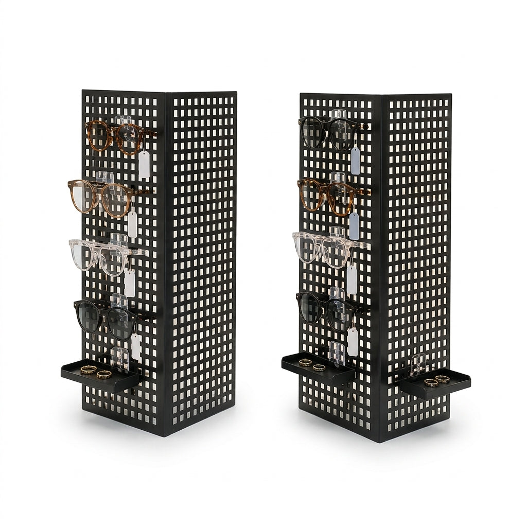 Schwarzes Winkel-Display aus Metall – 2er-Set. Preis pro Stück.