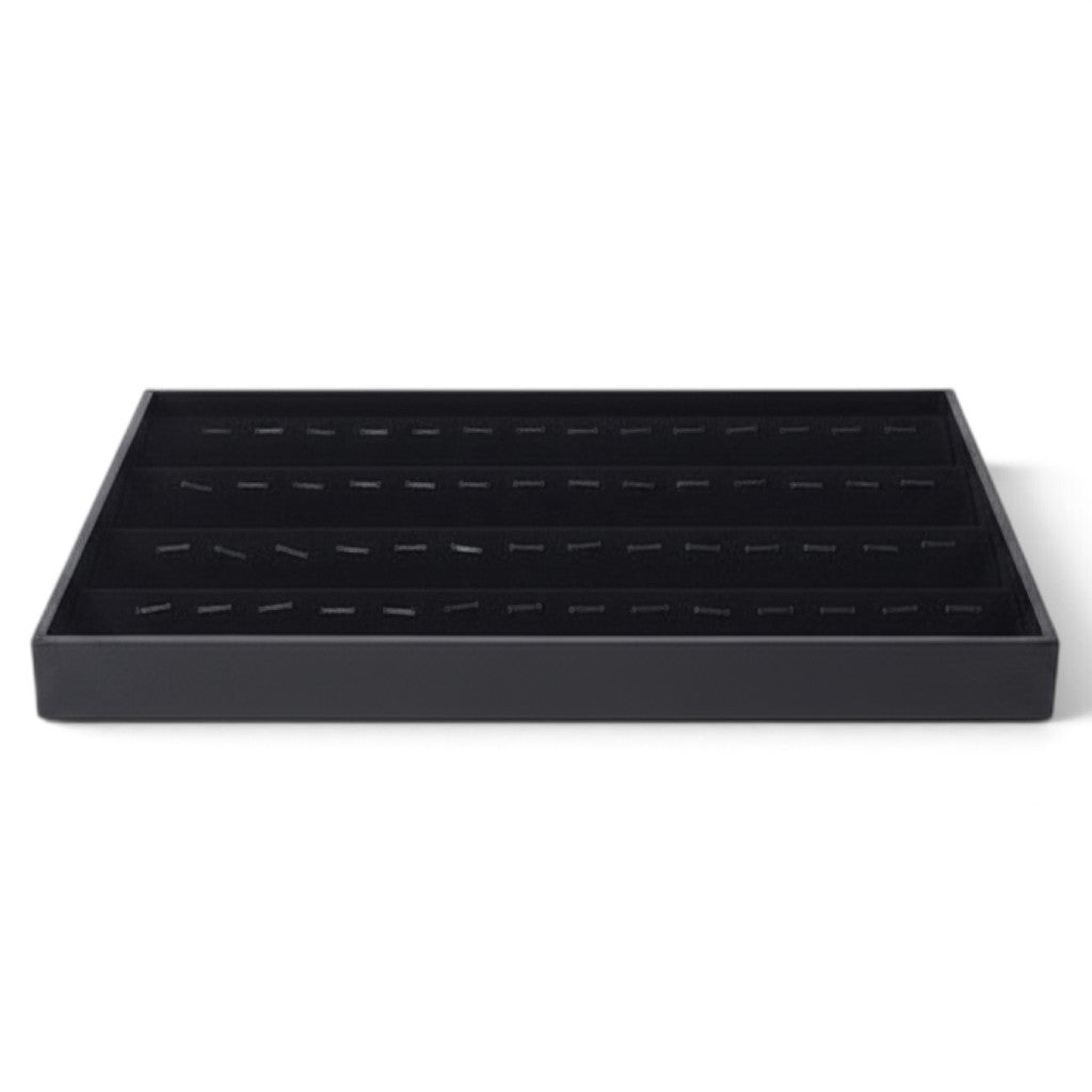 SuperSellerS black flocked jewelry display tray with 100 slots for organizing rings