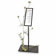 SuperSellerS black metal sign holder with adjustable height and half A4 frame displaying a store menu