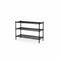 SuperSellerS black TUBO wire shelving unit with three tiers, measuring 122cm wide and 90cm high.