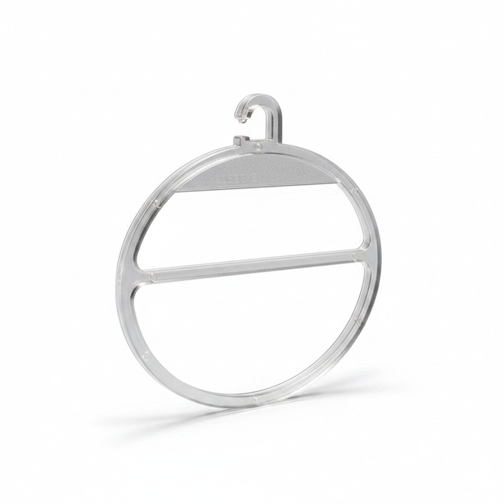 SuperSellerS transparent oval scarf ring hanger for retail display, 10 cm diameter, durable plastic construction