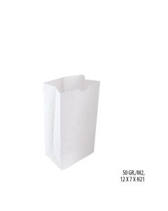 Papirpose m/ klodsbund, hvid. H21 cm