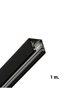 Strømskinne, 1F, 230V, sort,1 m, inkl endestykker