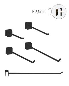 Einzelhaken - 12 mm. Dekostange - Schwarz
