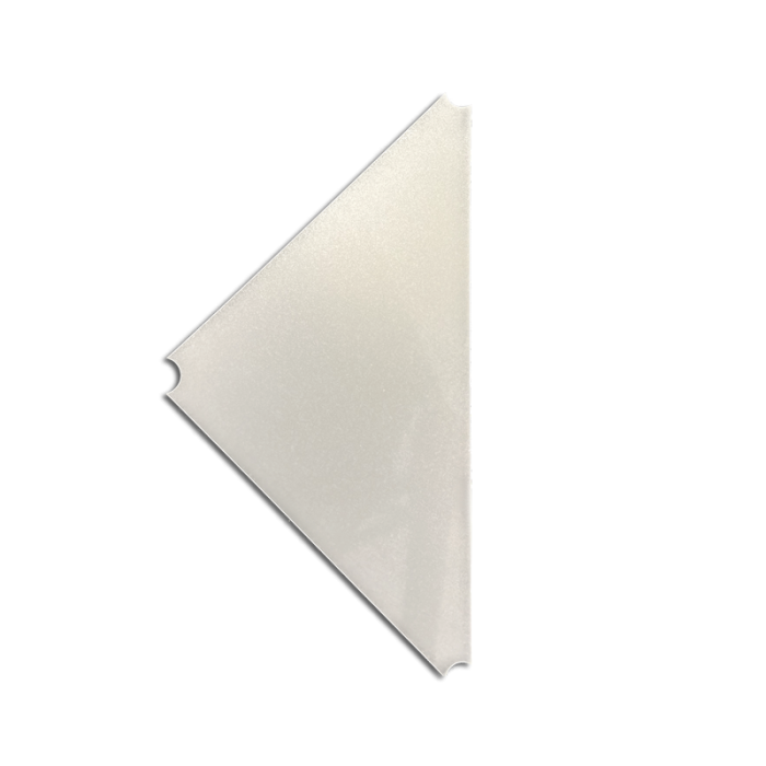 Tubo, plastplade, klar, 46 x 46 cm til trekanthylde runde hjørner