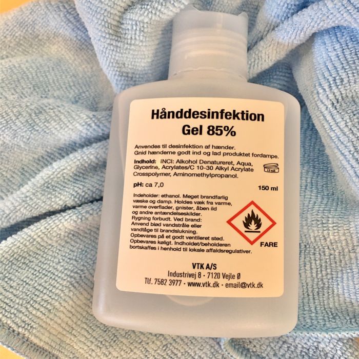 Hånddesinfektion gel, 85%. 150 ml .