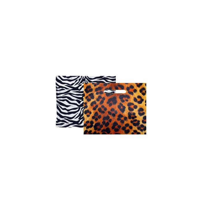 Plastiktüten mit Leoparden oder Zebra Aufdruck - 100 stk.